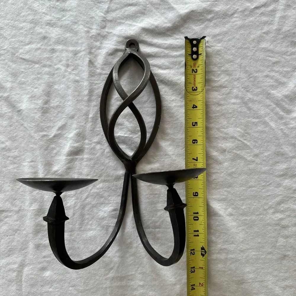 Wrought Iron Candle Sconce Hanging Holder Double‎ Vintage Aged